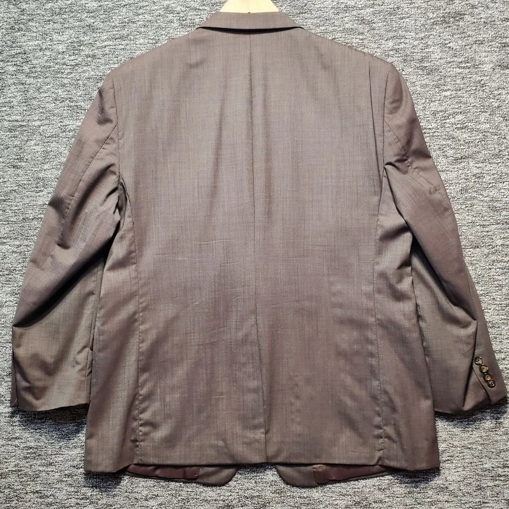 Jos A Bank Mens 48R Wool Suit Jacket Blazer Brown Gray 2 Button Sport Coat